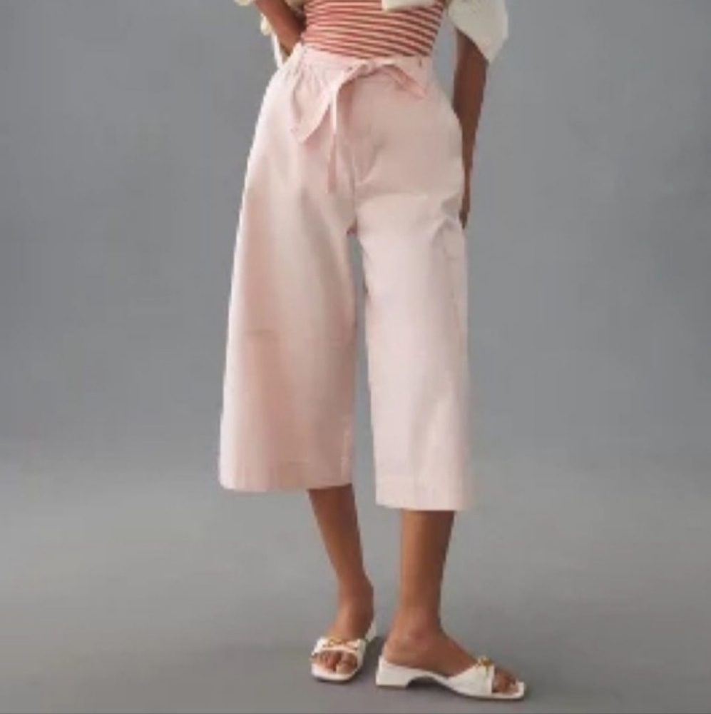 Anthropologie Maeve Pink Cargo Wide Leg  Culotte Size Medium NEW NWT